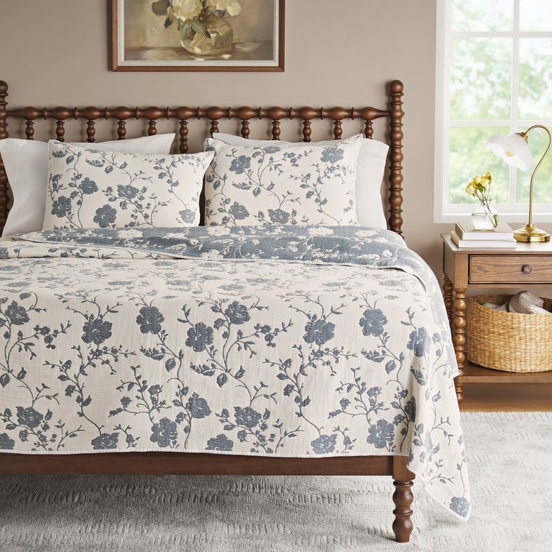 The Pioneer Woman Agatha Floral Gauze Pillow Sham, Standard, Blue Dust, 2 Pack