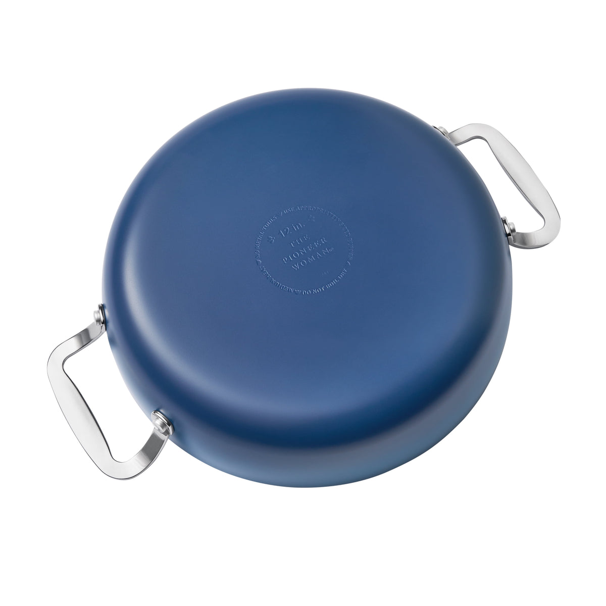 The Pioneer Woman Harlow 12" Ceramic Non-Stick Everyday Pan with Lid, Denim Blue