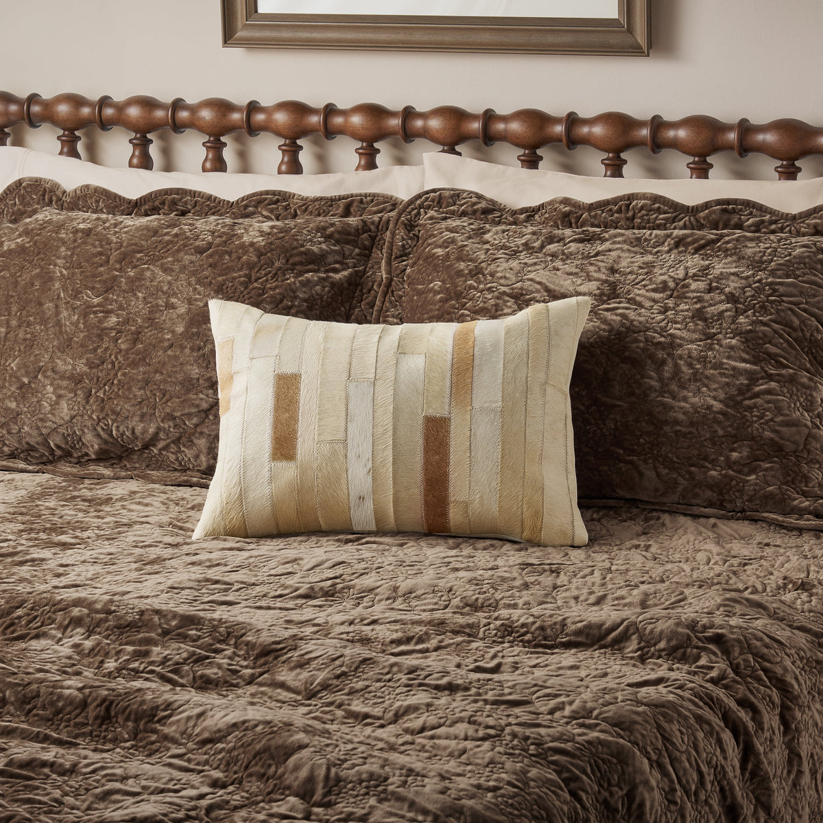 The Pioneer Woman Ranch Patchwork Cowhide Lumbar Pillow 14" x 20"