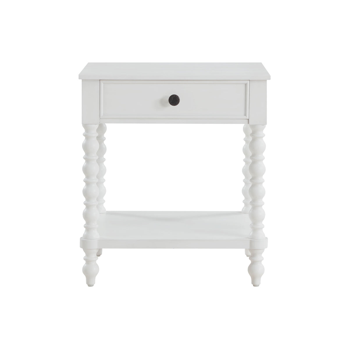 The Pioneer Woman Harper Spindle Nightstand with USB Charging Ports, Adults and Teens, White Finish