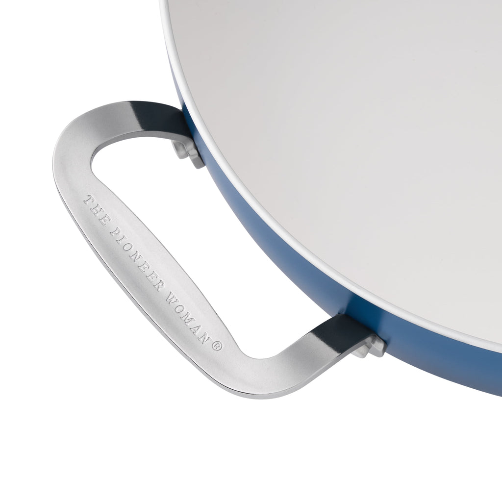 The Pioneer Woman Harlow 12" Ceramic Non-Stick Everyday Pan with Lid, Denim Blue