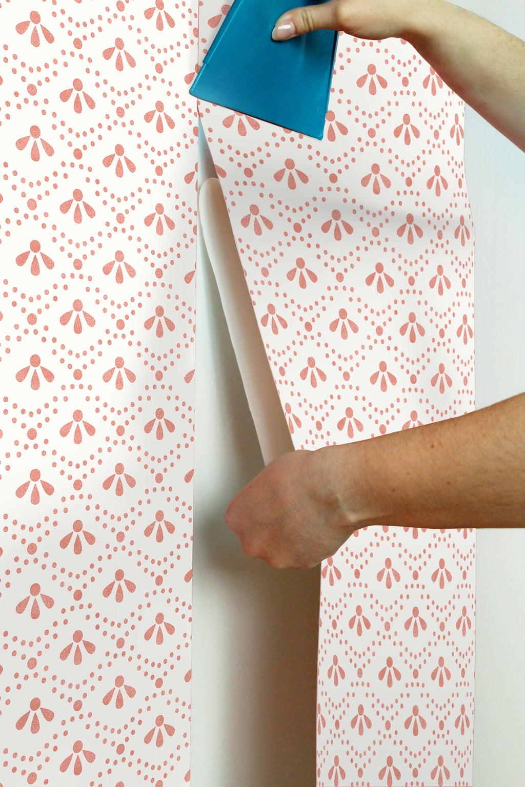 The Pioneer Woman Coral Tonal Scallop Peel And Stick Vinyl Wallpaper, 215-in by 20.5-in, 30.75 sq. ft.