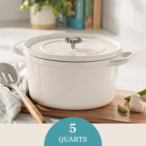 The Pioneer Woman 5-Quart Enameled Cast Iron Dutch Oven with Lid, Linen