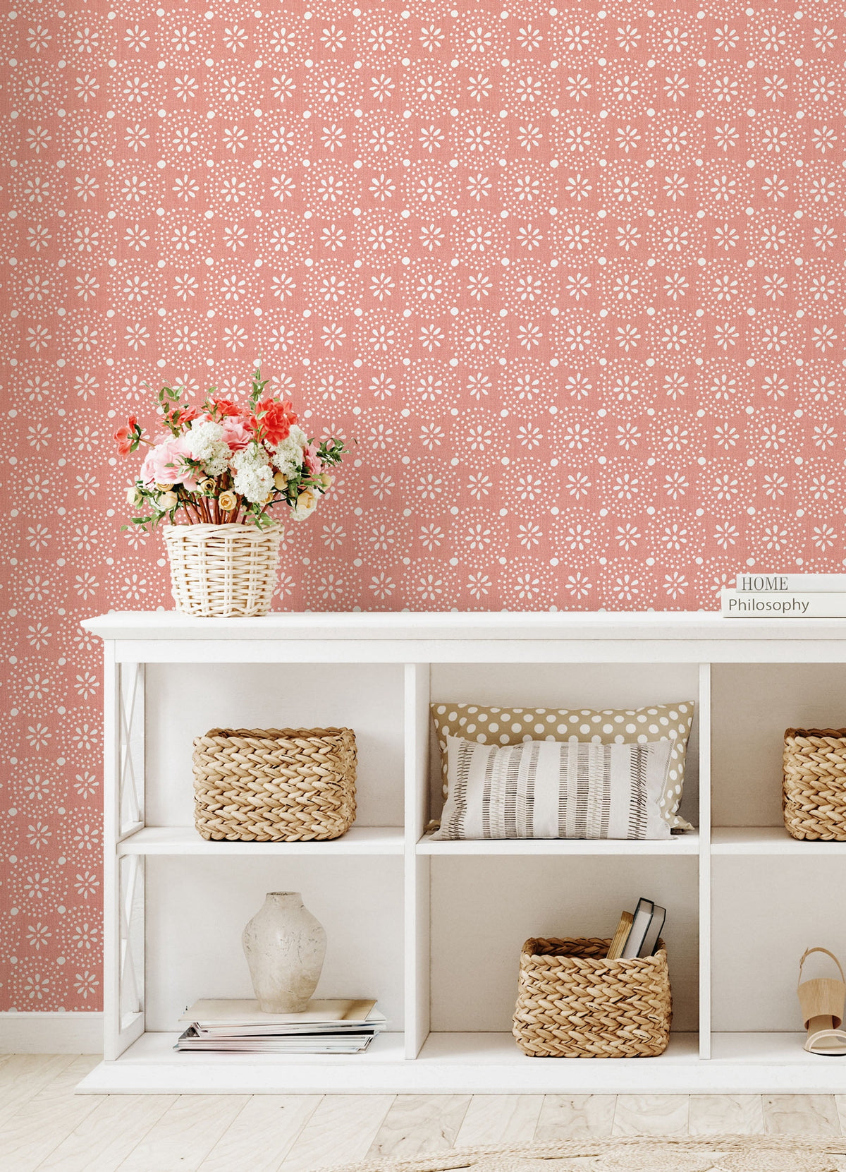 The Pioneer Woman Green Floral Geo Peel And Stick Vinyl Wallpaper, 215-in by 20.5-in, 30.75 sq. ft.
