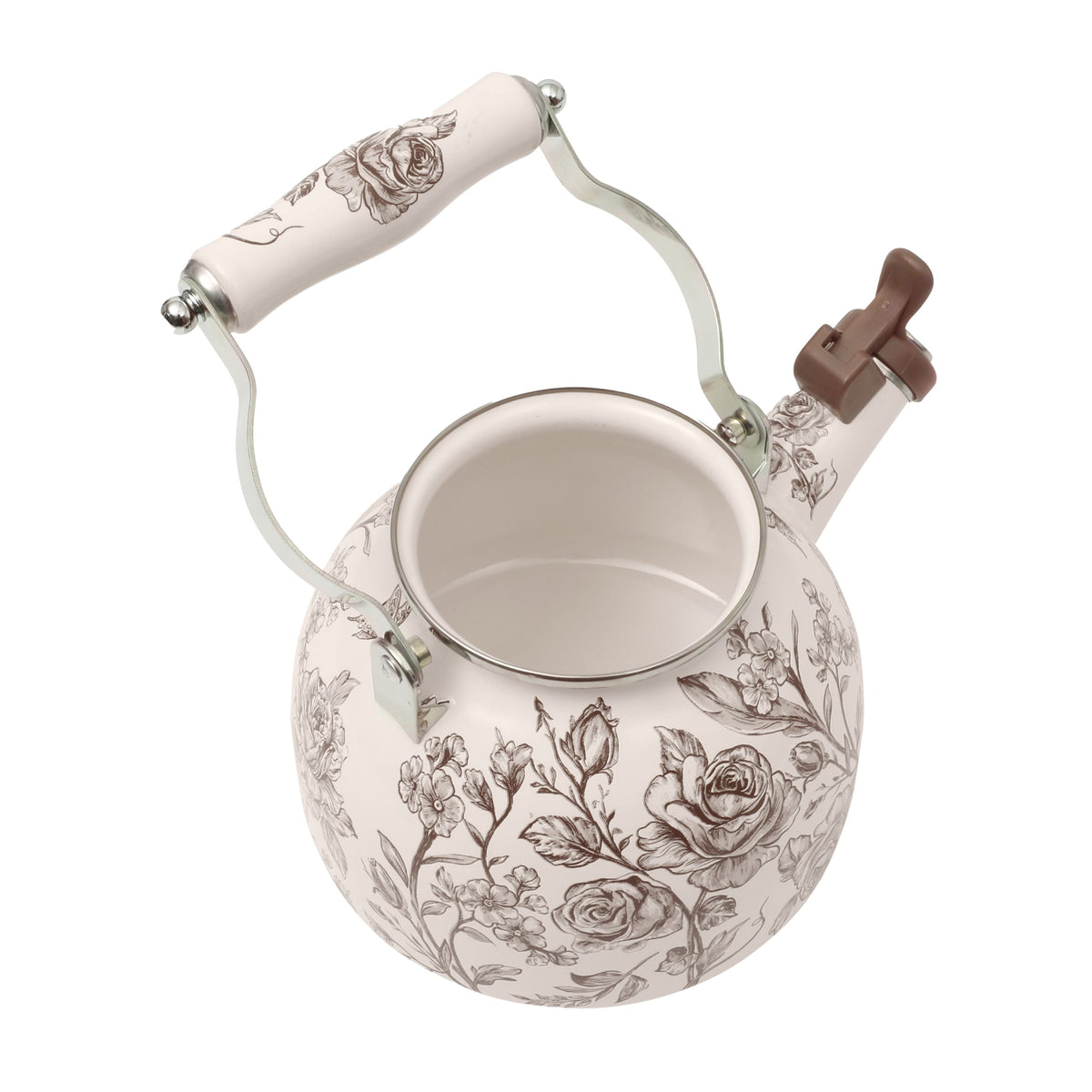 The Pioneer Woman 2.0-Quart Enamel on Steel Agatha Tea Kettle, Brown