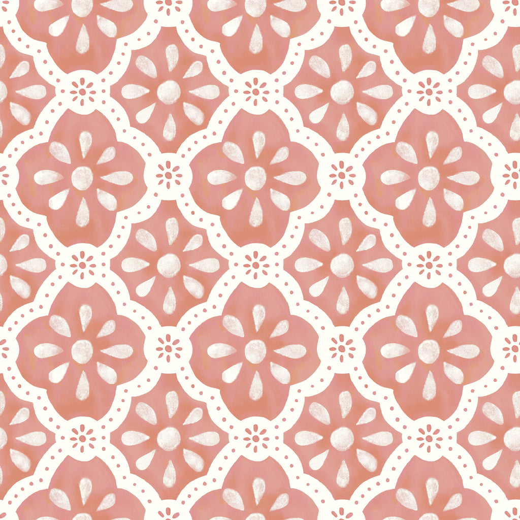 The Pioneer Woman Pink Salmon Washy Trellis Peel and Stick Wallpaper, 18" x 18.86'
