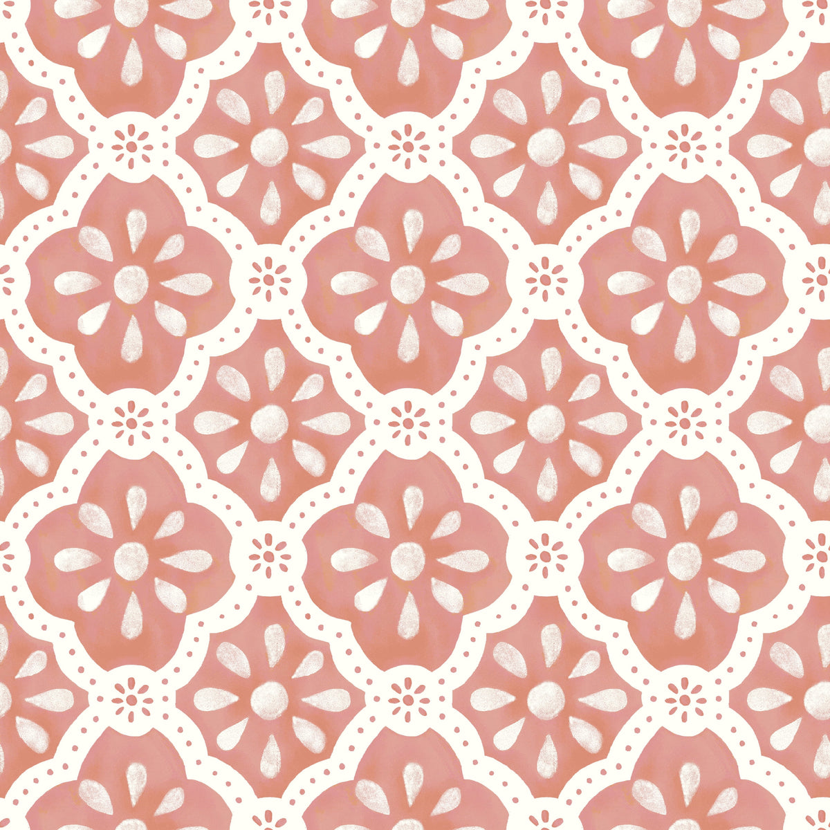 The Pioneer Woman Pink Salmon Washy Trellis Peel and Stick Wallpaper, 18" x 18.86'