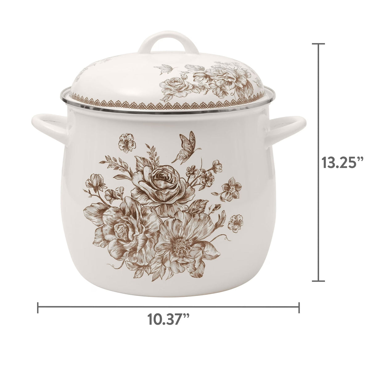 The Pioneer Woman Agatha 12 Qt Enamel on Steel Stock Pot with Lid, Brown