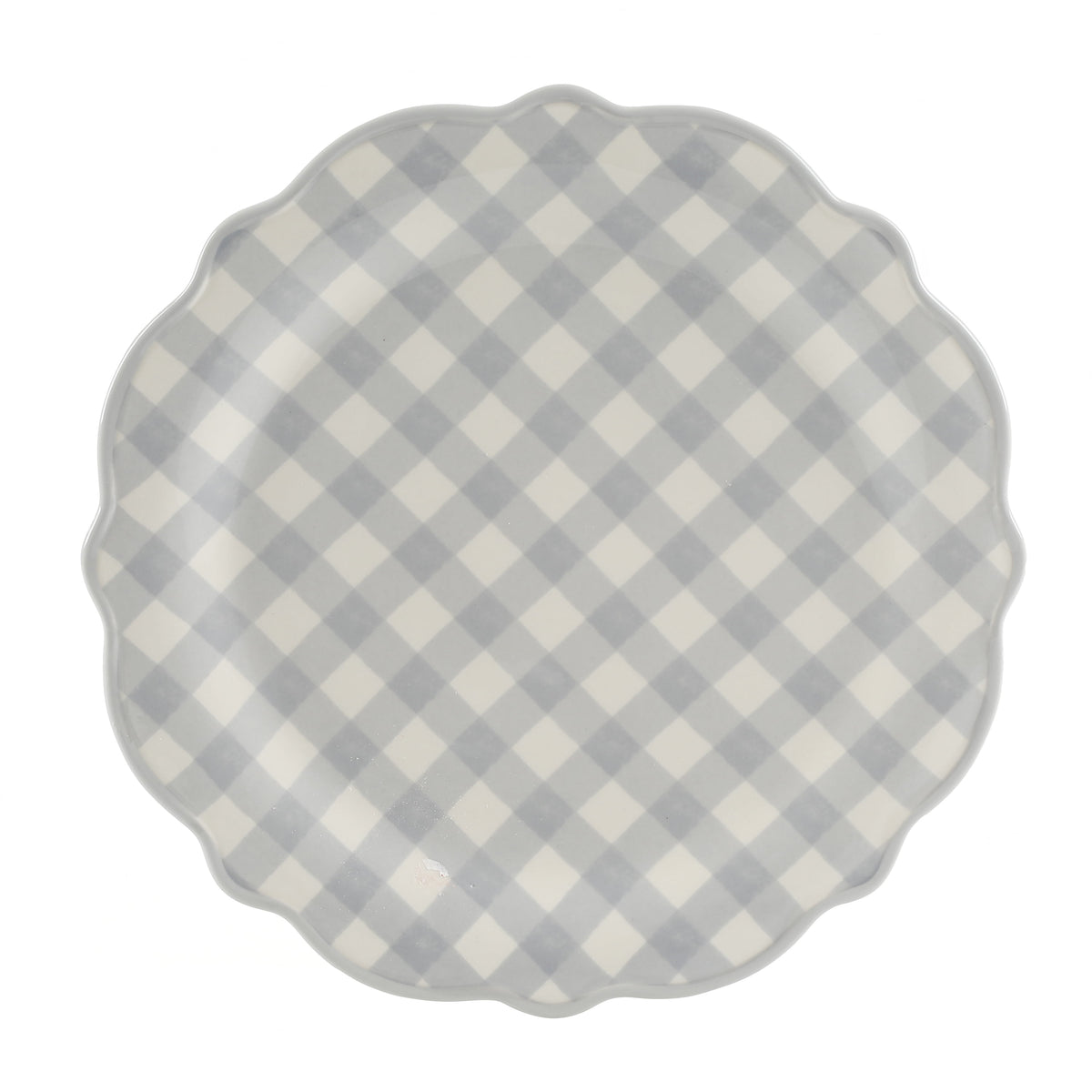 The Pioneer Woman Gingham 12-Piece Ceramic Dinnerware Set, Gray