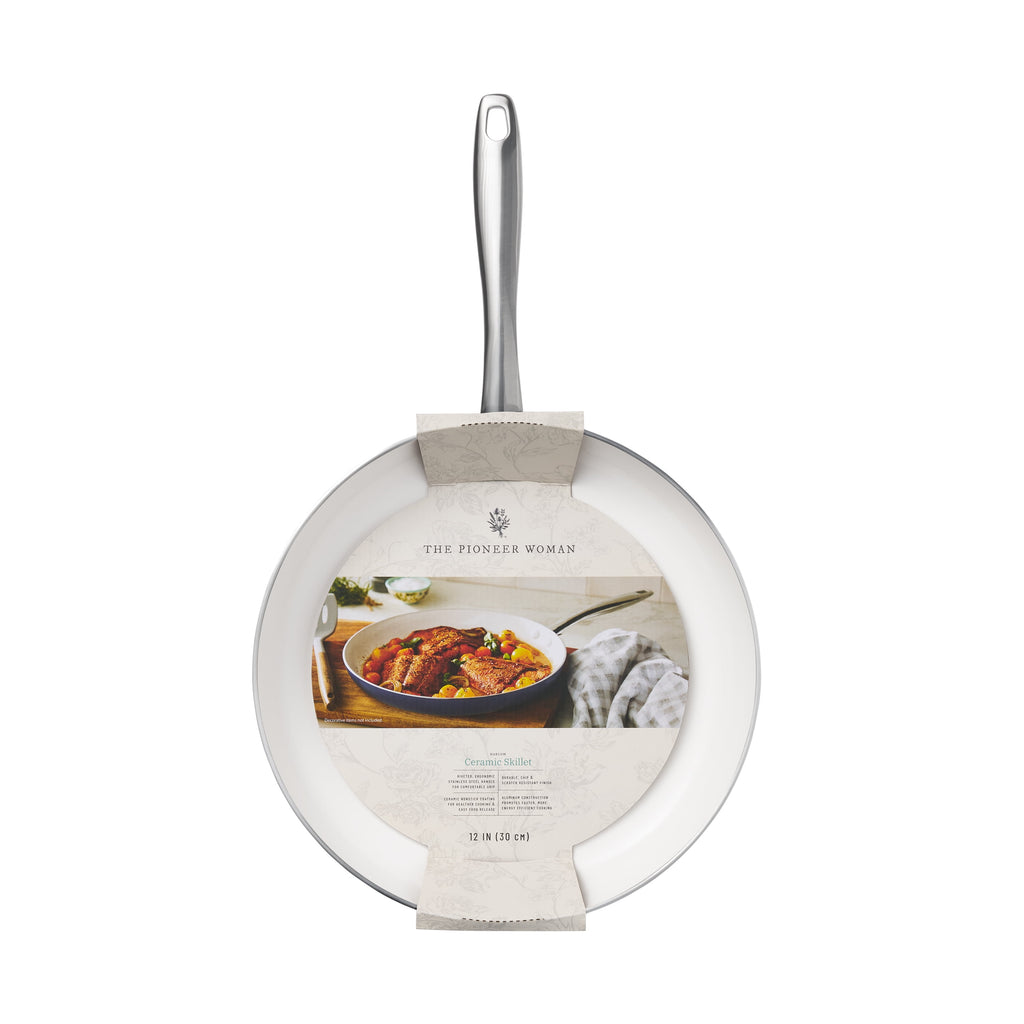 The Pioneer Woman Harlow 12" Ceramic Non-Stick Fry Pan, Denim Blue