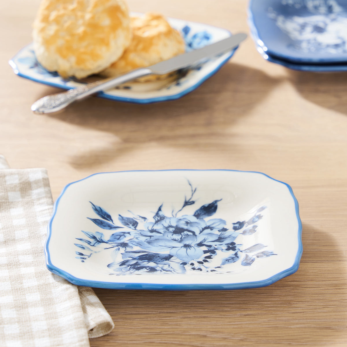 The Pioneer Woman Delilah Stoneware Appetizer Plates, Blue, Set of 6