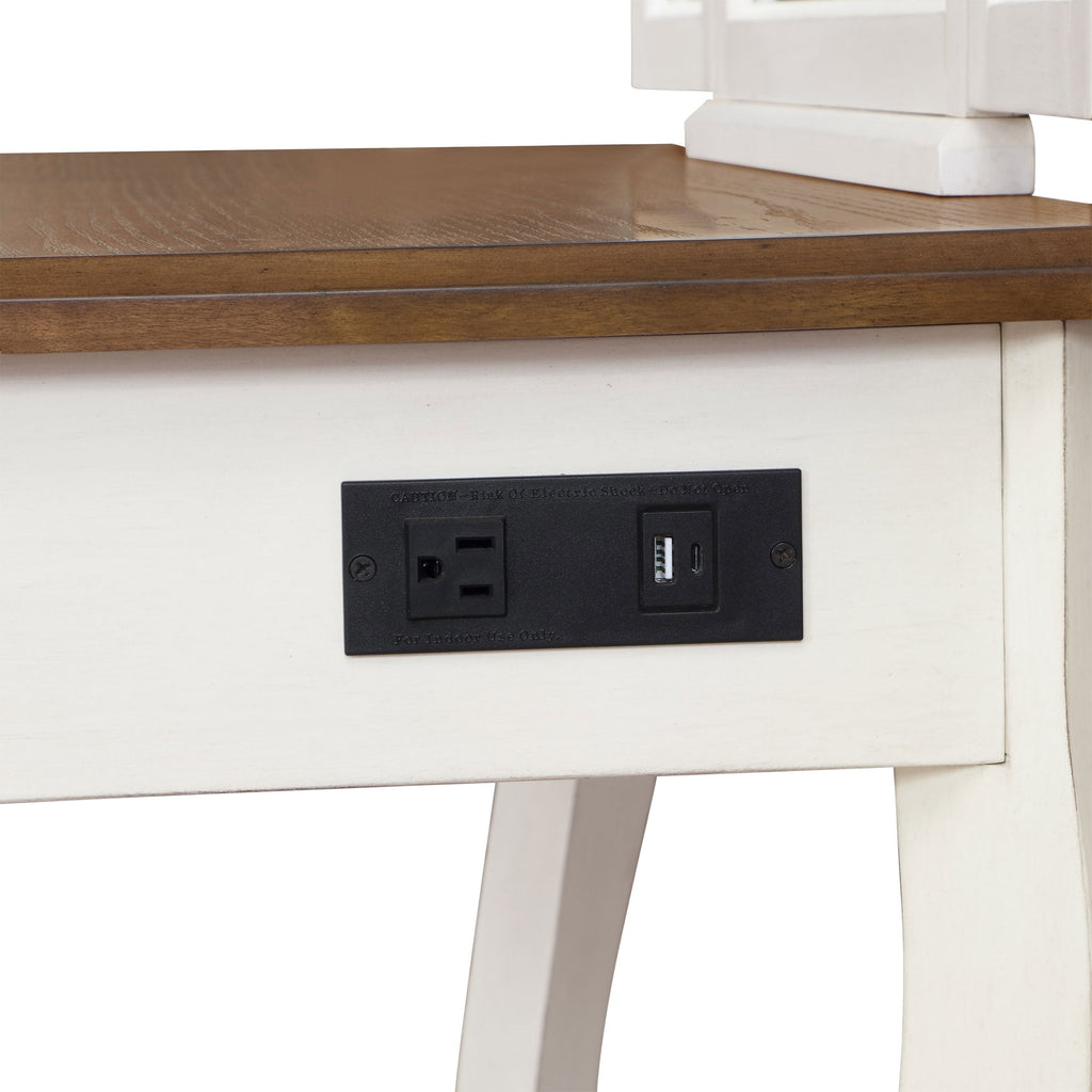 The Pioneer Woman Vanity Set and Stool with Tri-Fold Mirror and Made With Solid Wood Frame, White