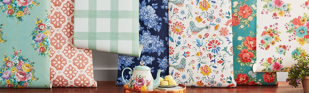 The Pioneer Woman Pink Salmon Washy Trellis Peel and Stick Wallpaper, 18" x 18.86'