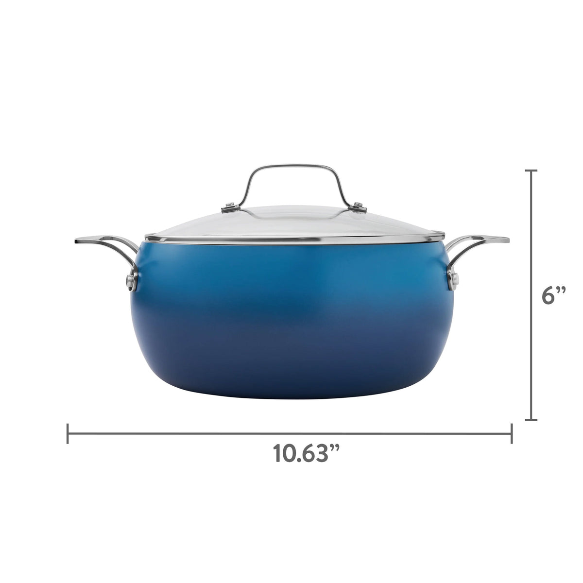 The Pioneer Woman Harlow 7.5 Qt Ceramic Non-Stick Stock Pot with Lid, Denim Blue