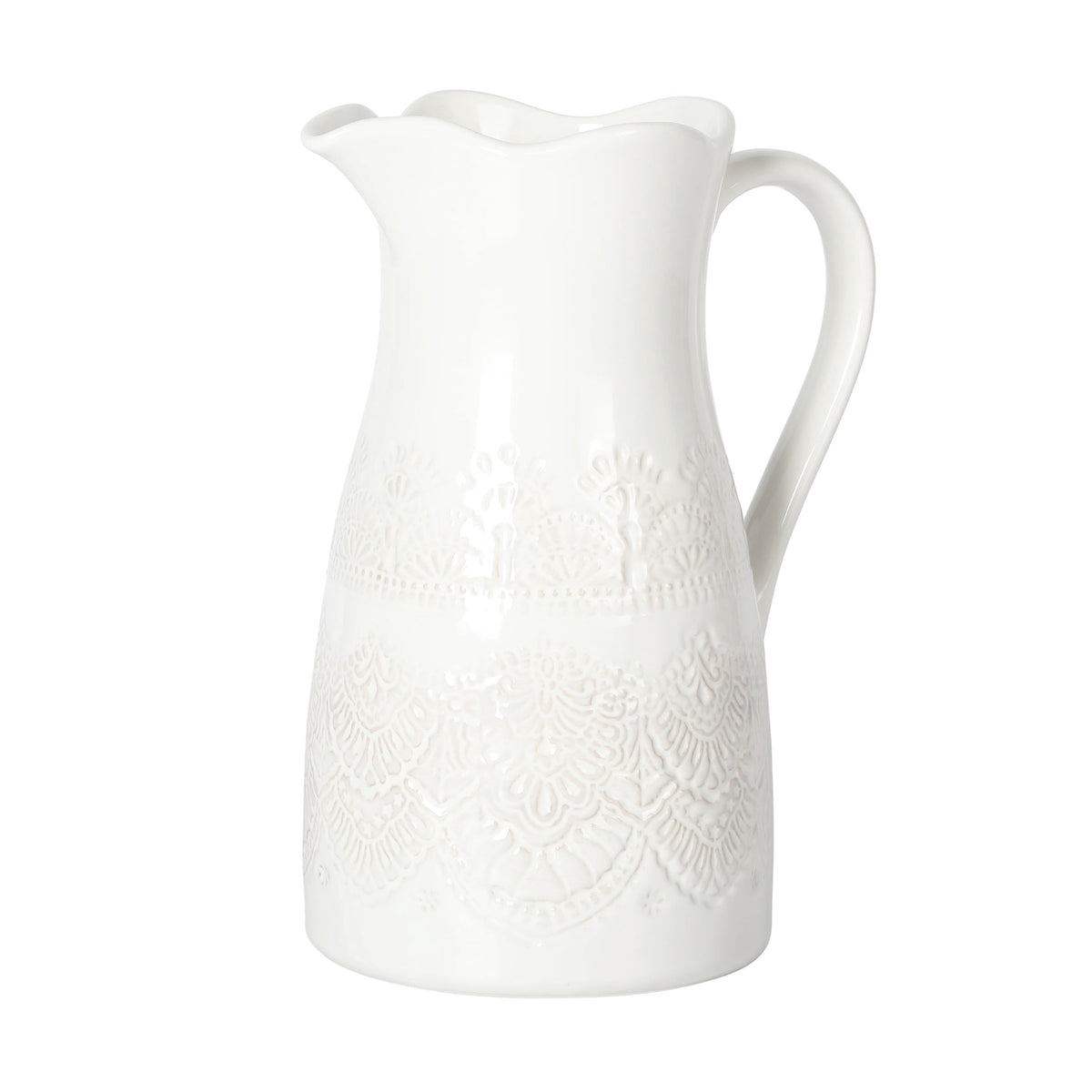 The Pioneer Woman Vintage Lace Linen 9-inch Ceramic Pitcher