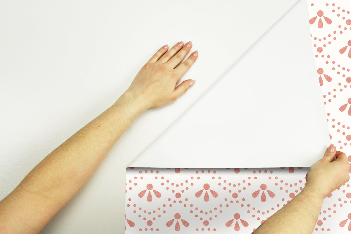 The Pioneer Woman Coral Tonal Scallop Peel And Stick Vinyl Wallpaper, 215-in by 20.5-in, 30.75 sq. ft.