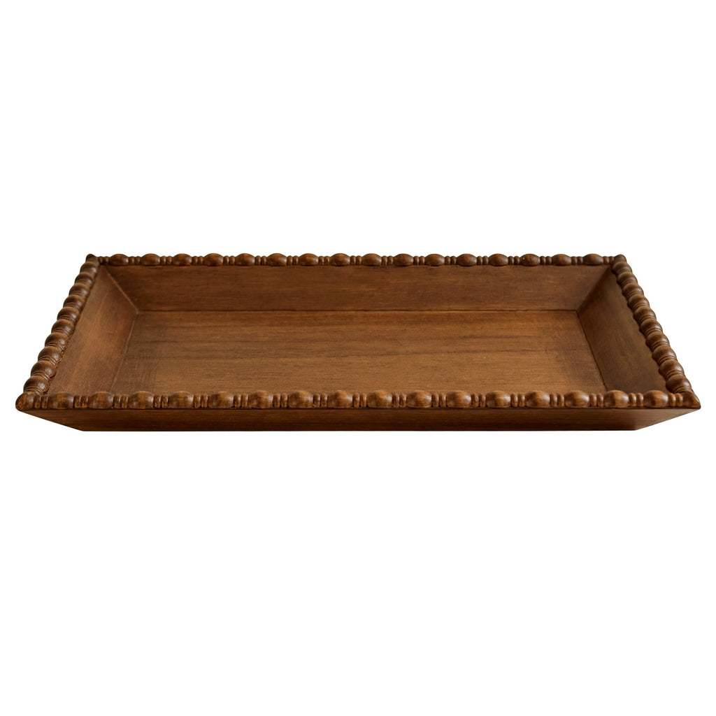 The Pioneer Woman Harper Rustic Brown Decorative Tray with Beaded Rim, 18.7 x 12.4 inches