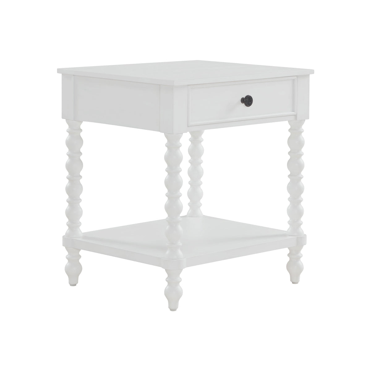 The Pioneer Woman Harper Spindle Nightstand with USB Charging Ports, Adults and Teens, White Finish