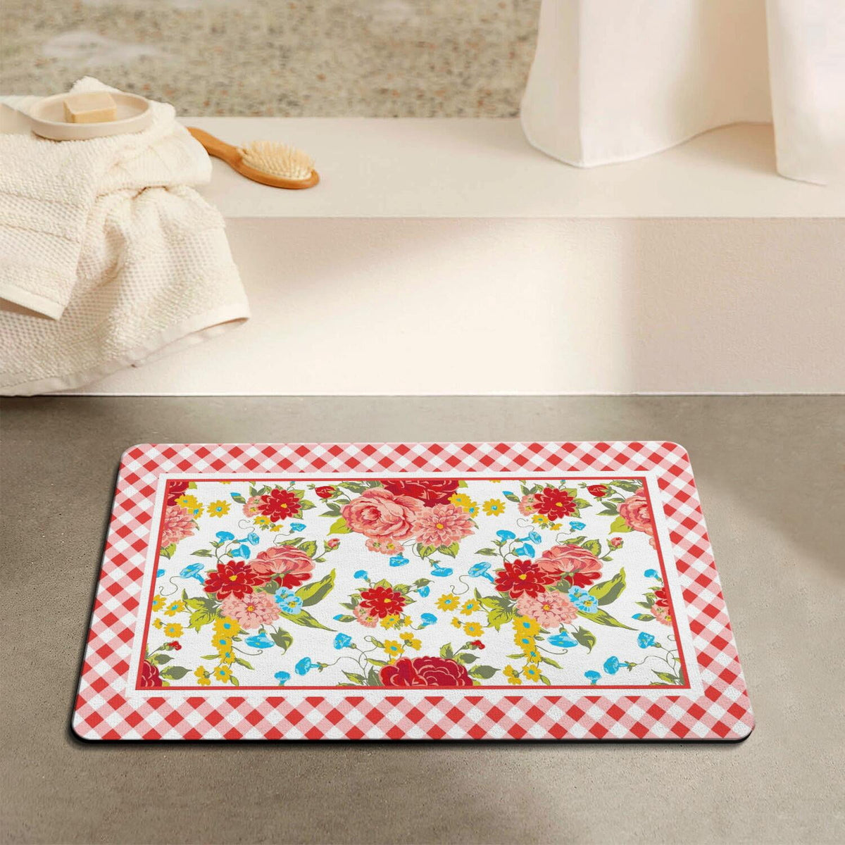 Flower Kitchen Mat Sets 2 Piece Farmhouse Anti Fatigue Waterproof Stain Resistant Floor Rug Non Slip Pioneer Flower Woman Kitchen Laundry Room Rug - 17x30+17x47Inch