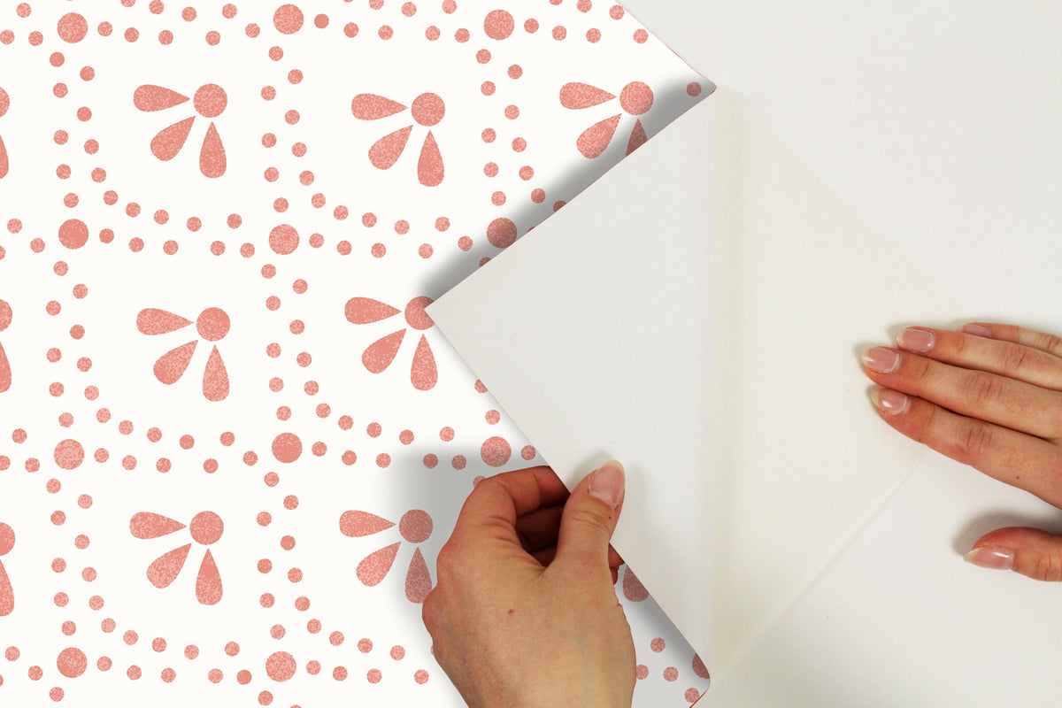 The Pioneer Woman Coral Tonal Scallop Peel And Stick Vinyl Wallpaper, 215-in by 20.5-in, 30.75 sq. ft.