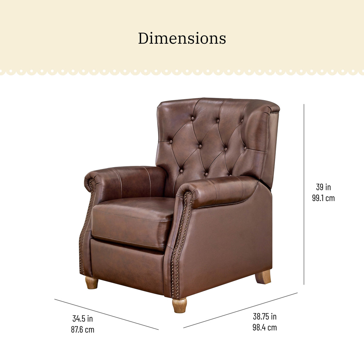 Pioneer Woman Harper Leather Recliner with Whiskey Upholstery