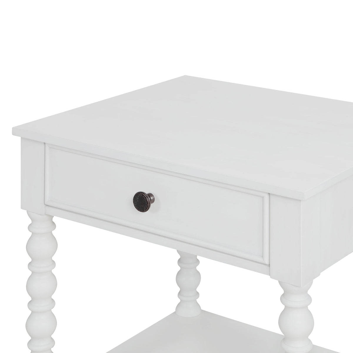 The Pioneer Woman Harper Spindle Nightstand with USB Charging Ports, Adults and Teens, White Finish