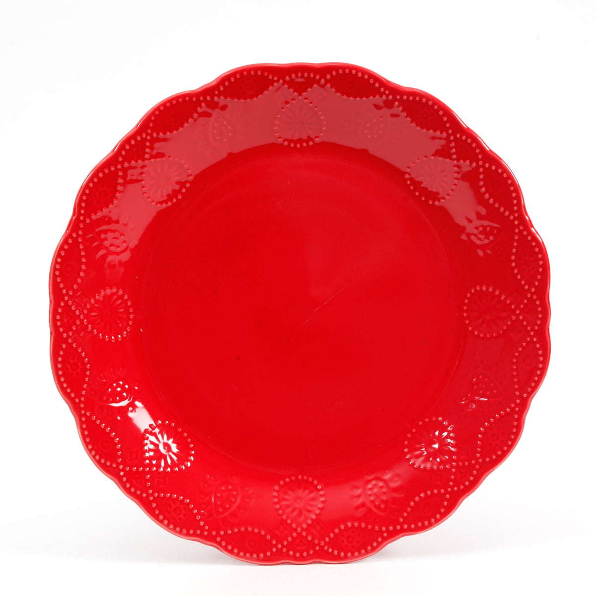 The Pioneer Woman Cowgirl Lace 12-Piece Dinnerware Set, Red