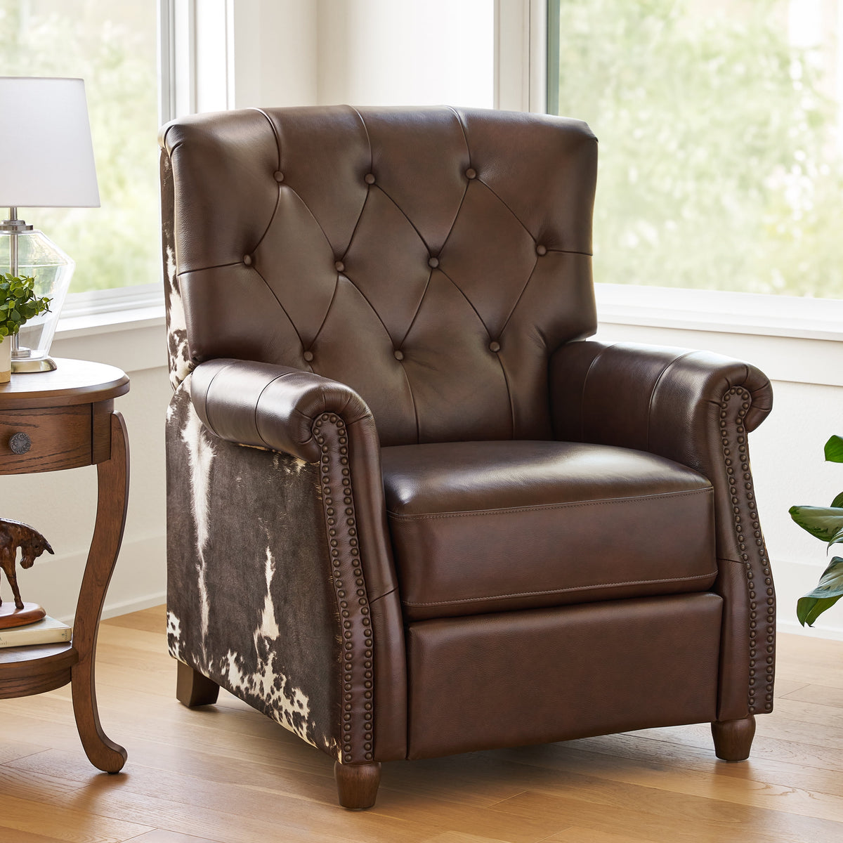 Pioneer Woman Harper Leather Recliner with Whiskey Upholstery - Classic Cottagecore Essential