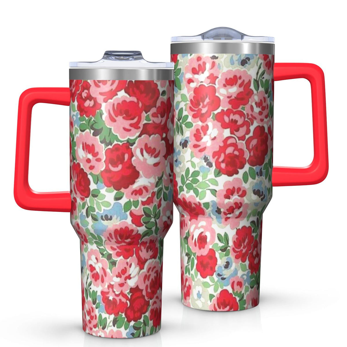 OBREWU Pioneer Flower Tumbler with Handle and Lid,40oz Pioneer Flower Double Wall Vacuum Insulated Tumbler,Pioneer Flower
