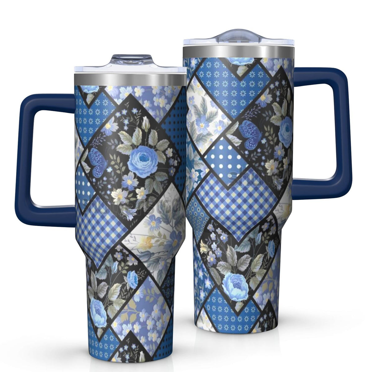 OBREWU Pioneer Flower Tumbler with Handle and Lid,40oz Pioneer Flower Double Wall Vacuum Insulated Tumbler,Pioneer Flower Cups Gift for Women and Men