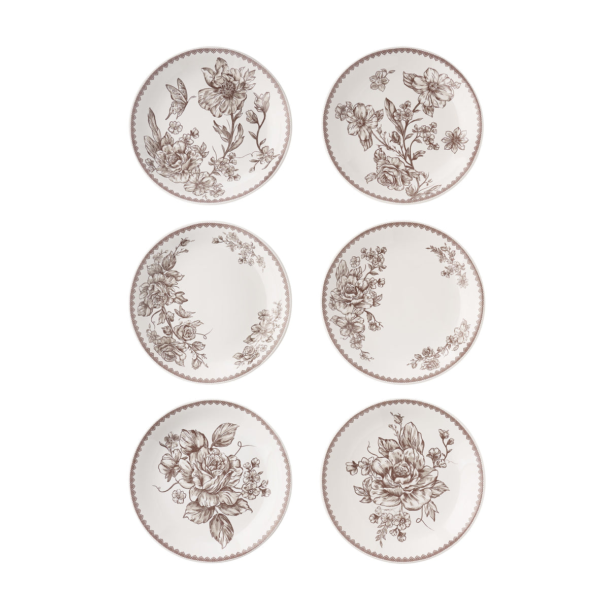 The Pioneer Woman Agatha Stoneware Appetizer Plate, Blue, Set of 6 - Rustic Ceramic Kitchenware