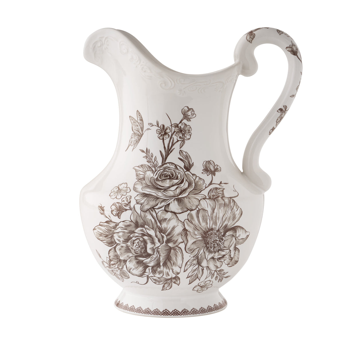 The Pioneer Woman Agatha Stoneware 2-Quart Pitcher, Blue - Rustic Ceramic Kitchenware