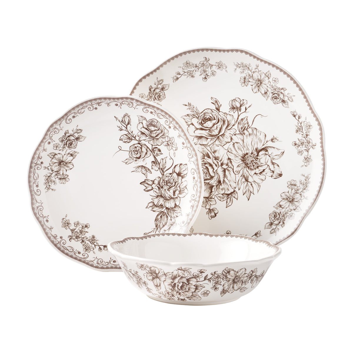 The Pioneer Woman Agatha 12-Piece Stoneware Dinnerware Set, Blue - Rustic Ceramic Kitchenware