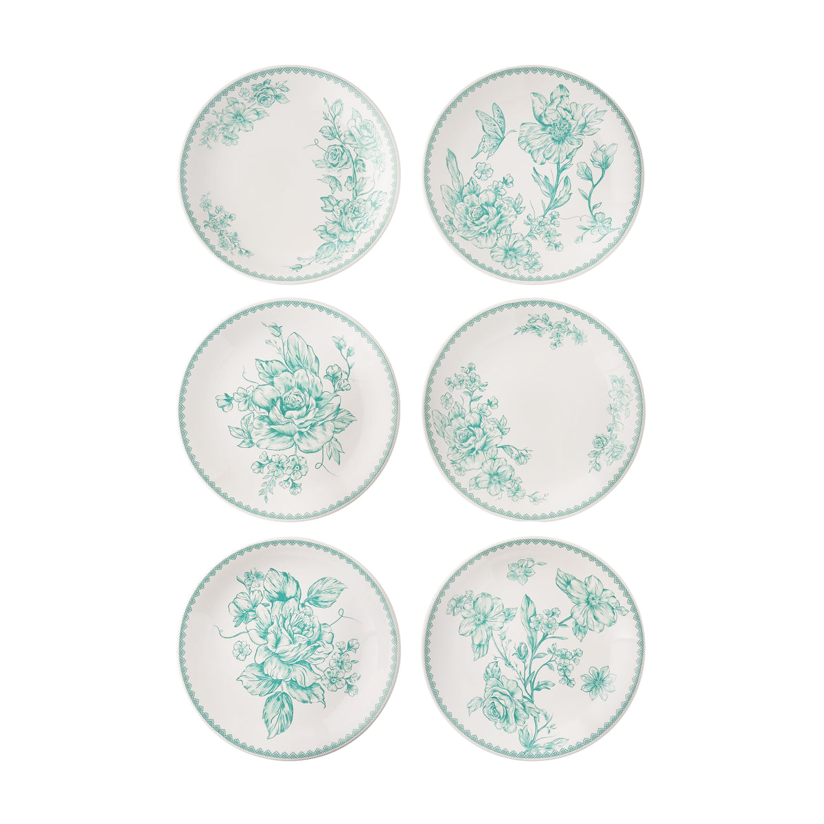 The Pioneer Woman Agatha Stoneware Appetizer Plate, Blue, Set of 6 - Rustic Ceramic Kitchenware