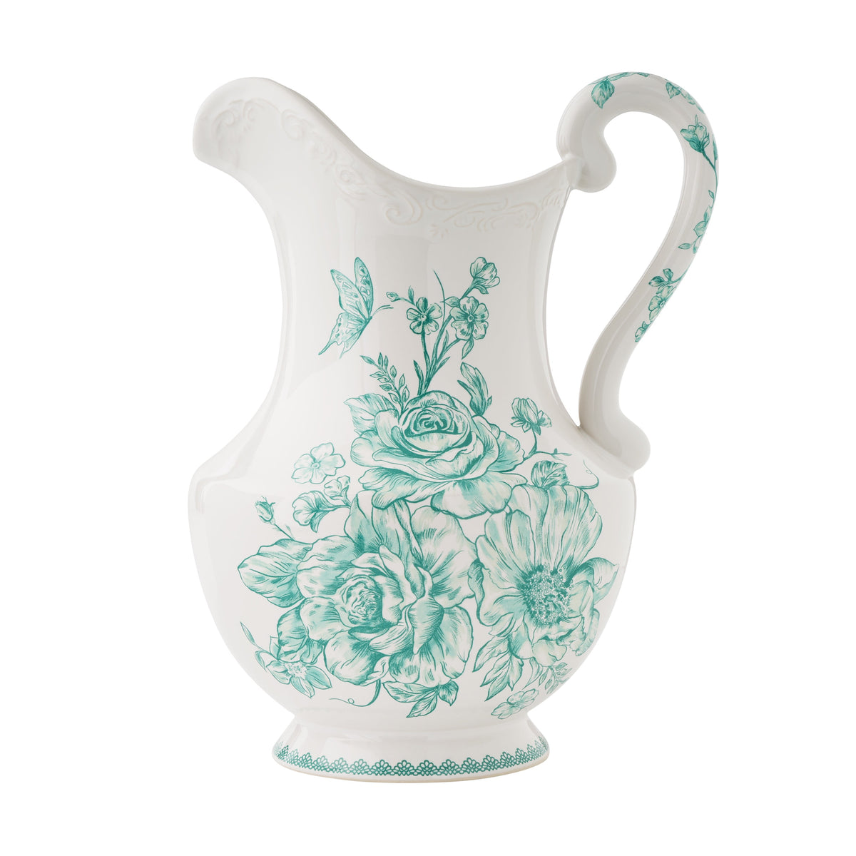 The Pioneer Woman Agatha Stoneware 2-Quart Pitcher, Blue - Rustic Ceramic Kitchenware