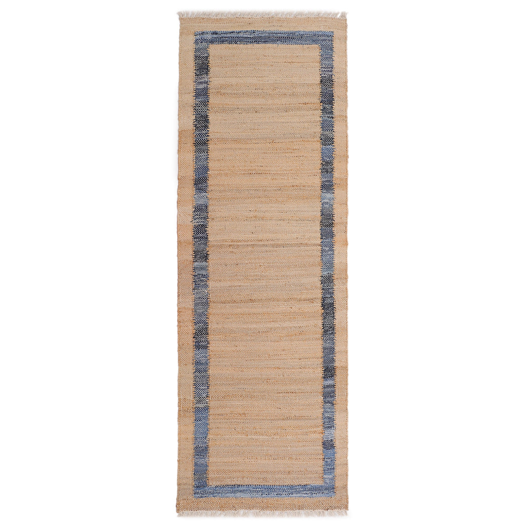 The Pioneer Woman Denim Jute Runner Rug, Natural with Blue Border, 30 x 96 Inches