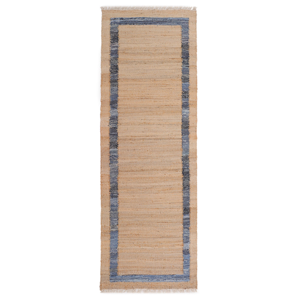 The Pioneer Woman Denim Jute Runner Rug, Natural with Blue Border, 30 x 96 Inches