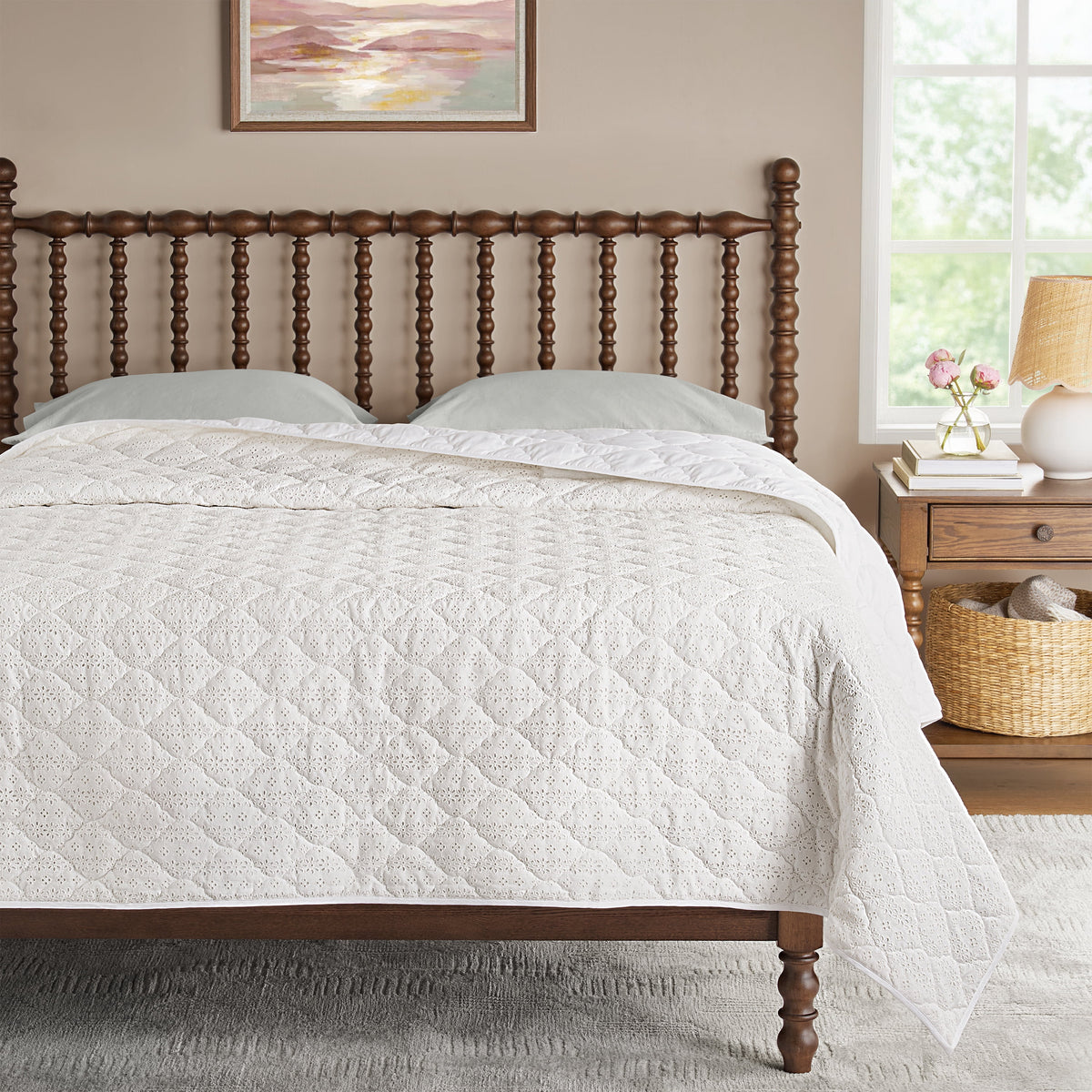 The Pioneer Woman Eloise Floral Velvet Quilt, Full/Queen, Blue Dust Bedding - Classic Cottagecore Essential