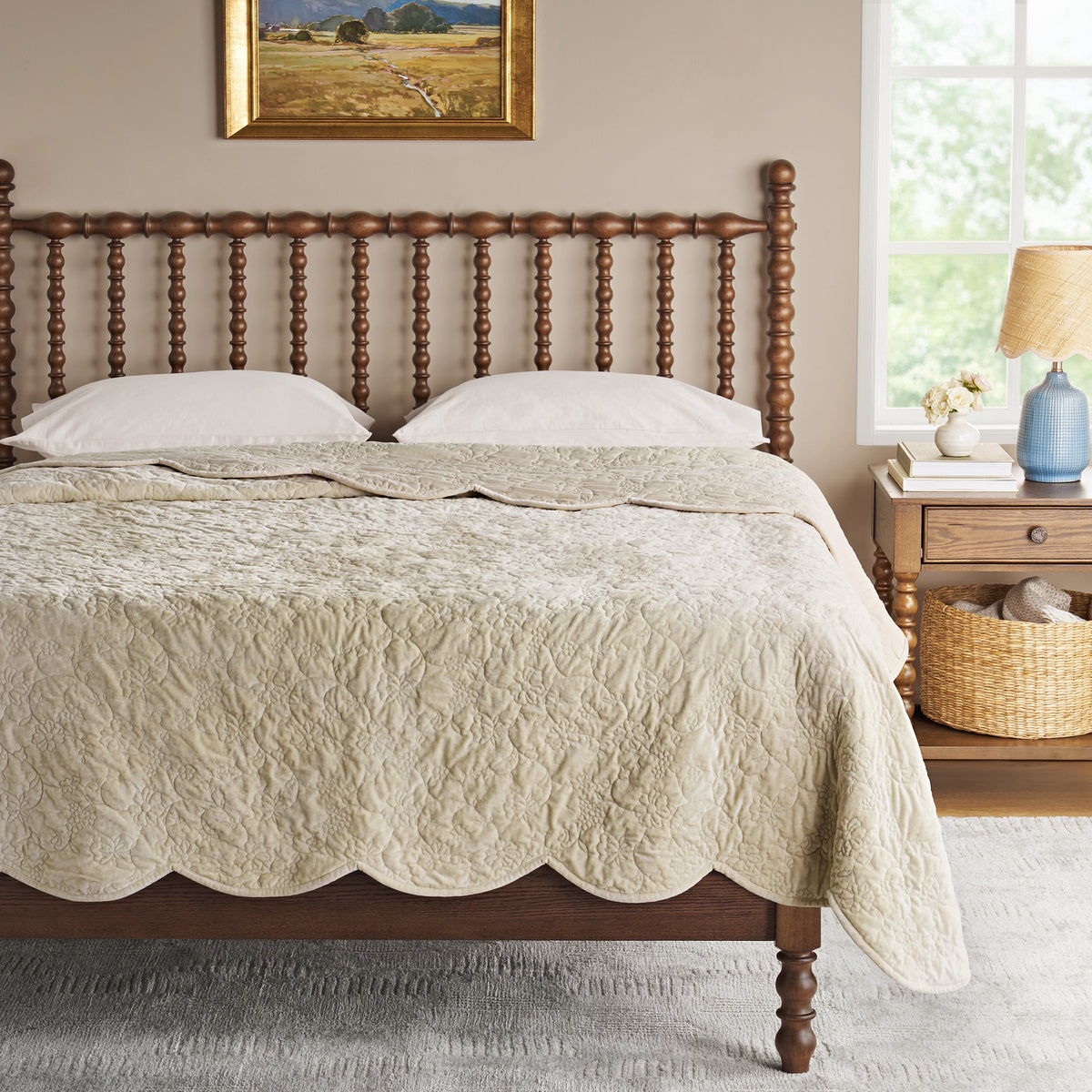 The Pioneer Woman Eloise Floral Velvet Quilt, Full/Queen, Blue Dust Bedding - Classic Cottagecore Essential