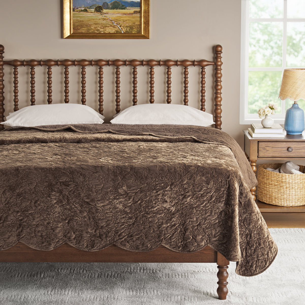 The Pioneer Woman Eloise Floral Velvet Quilt, Full/Queen, Blue Dust Bedding - Classic Cottagecore Essential