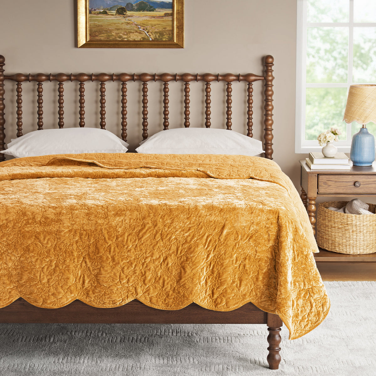 The Pioneer Woman Eloise Floral Velvet Quilt, Full/Queen, Blue Dust Bedding - Classic Cottagecore Essential
