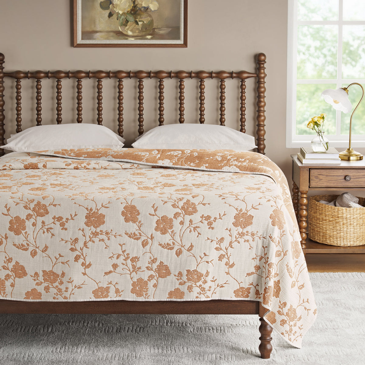 The Pioneer Woman Agatha Floral Gauze Quilt, Full/Queen, Blue Dust, Reversible Bedding - Classic Cottagecore Essential