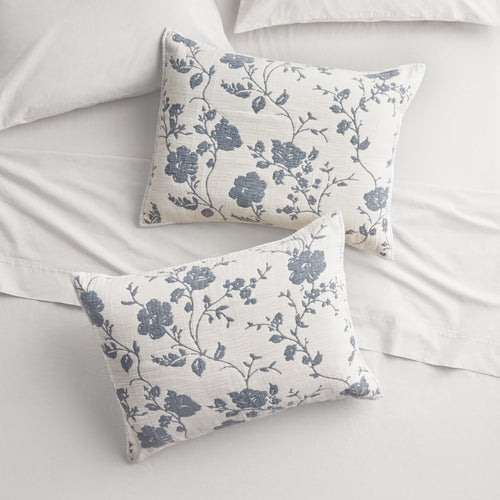 The Pioneer Woman Agatha Floral Gauze Pillow Sham, Standard, Blue Dust, 2 Pack