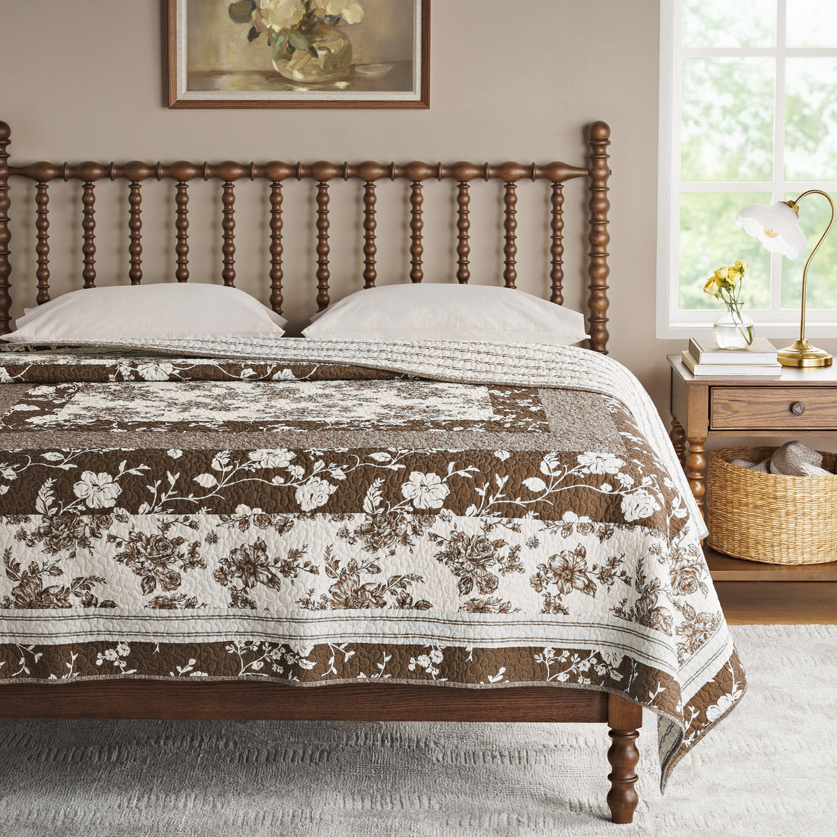 The Pioneer Woman Avery Cotton Patchwork Quilt, Full/Queen, Blue Dust Bedding - Classic Cottagecore Essential