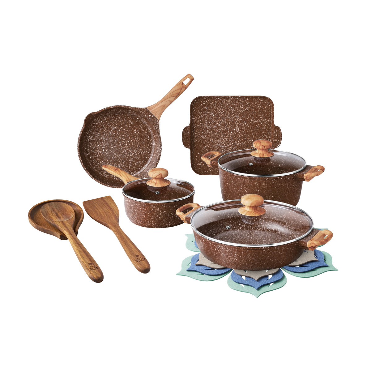 The Pioneer Woman Prairie Signature 14-Piece Cast Aluminum Cookware Set, Charcoal - Rustic Home Decor