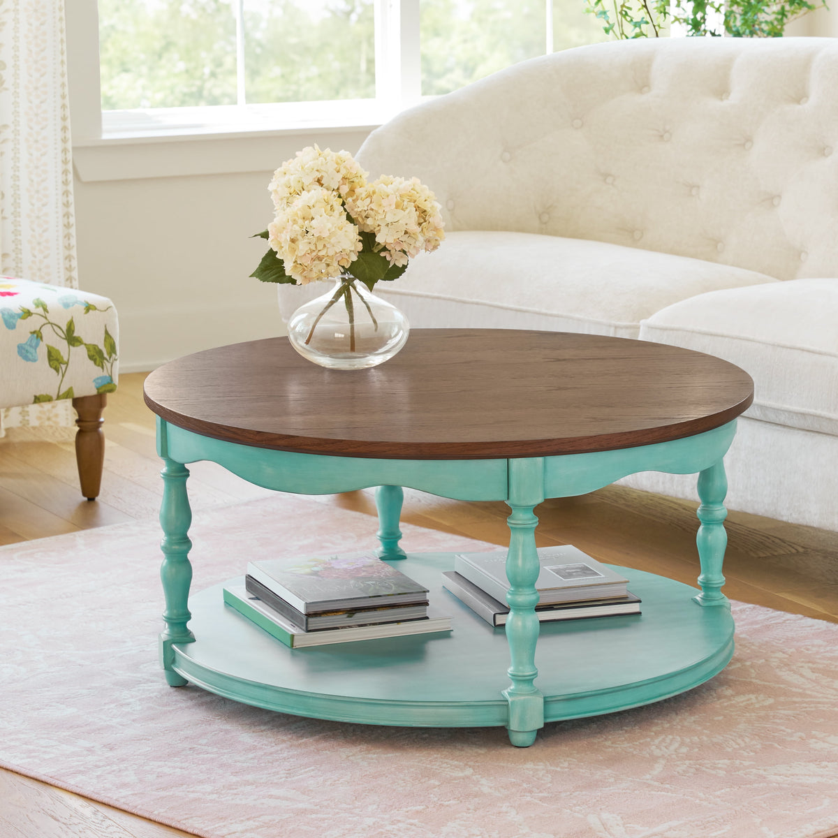 The Pioneer Woman Helen Round Coffee Table, Heirloom Brown - Classic Cottagecore Essential