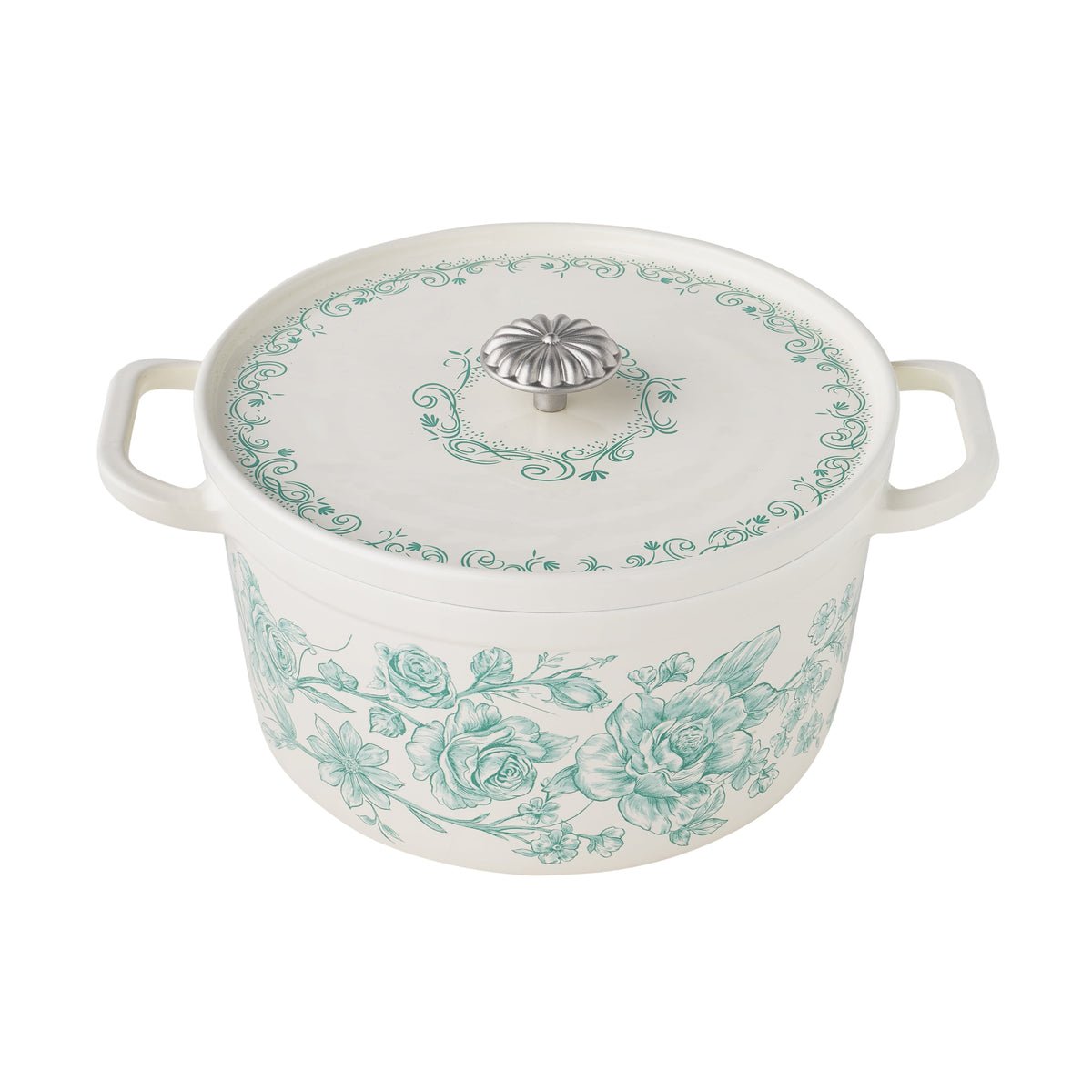 The Pioneer Woman 5-Quart Enamel Cast Iron Dutch Oven with Lid, Dark Green - Rustic Home