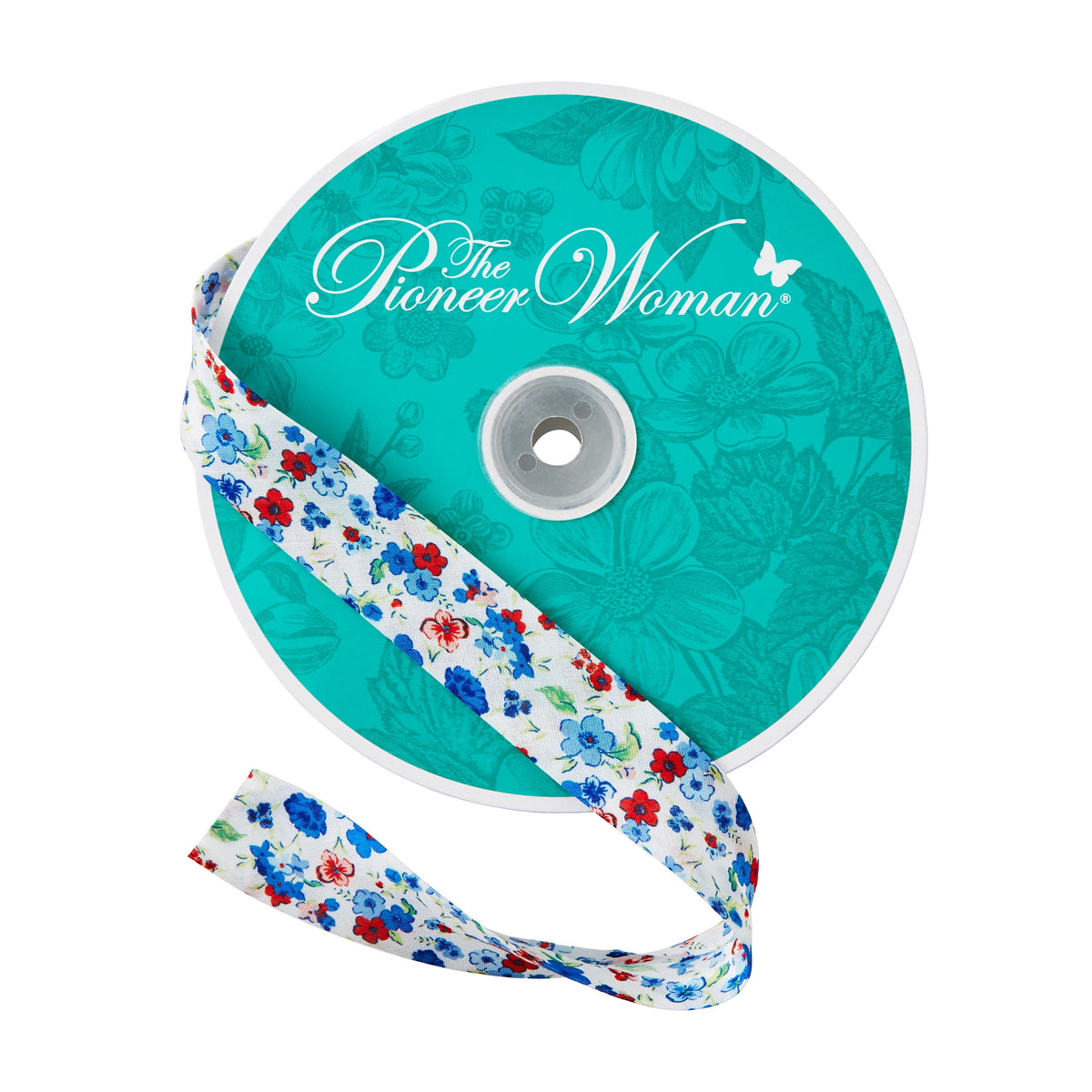 The Pioneer Woman Vintage Floral White Double Fold Cotton Bias Tape Ribbon, 7/8" x 25 Yards