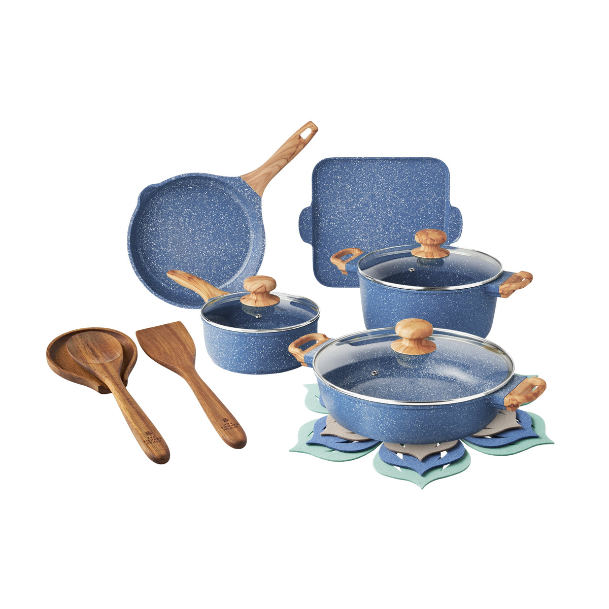 The Pioneer Woman Prairie Signature 14-Piece Cast Aluminum Cookware Set, Charcoal - Rustic Home Decor