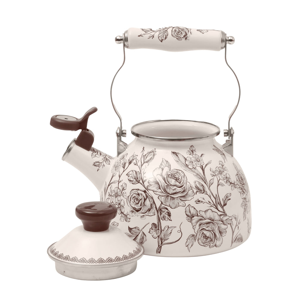 The Pioneer Woman 2.0-Quart Enamel on Steel Agatha Tea Kettle, Brown